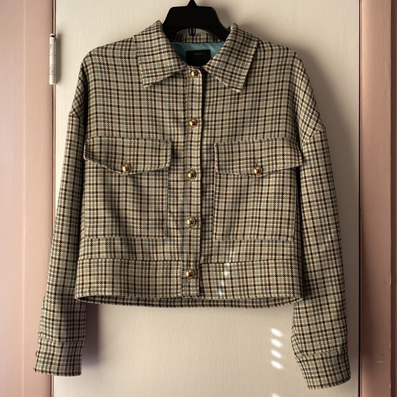 Pinko MADE IN ITALY plaid design cropped jacket - Picture 1 of 8